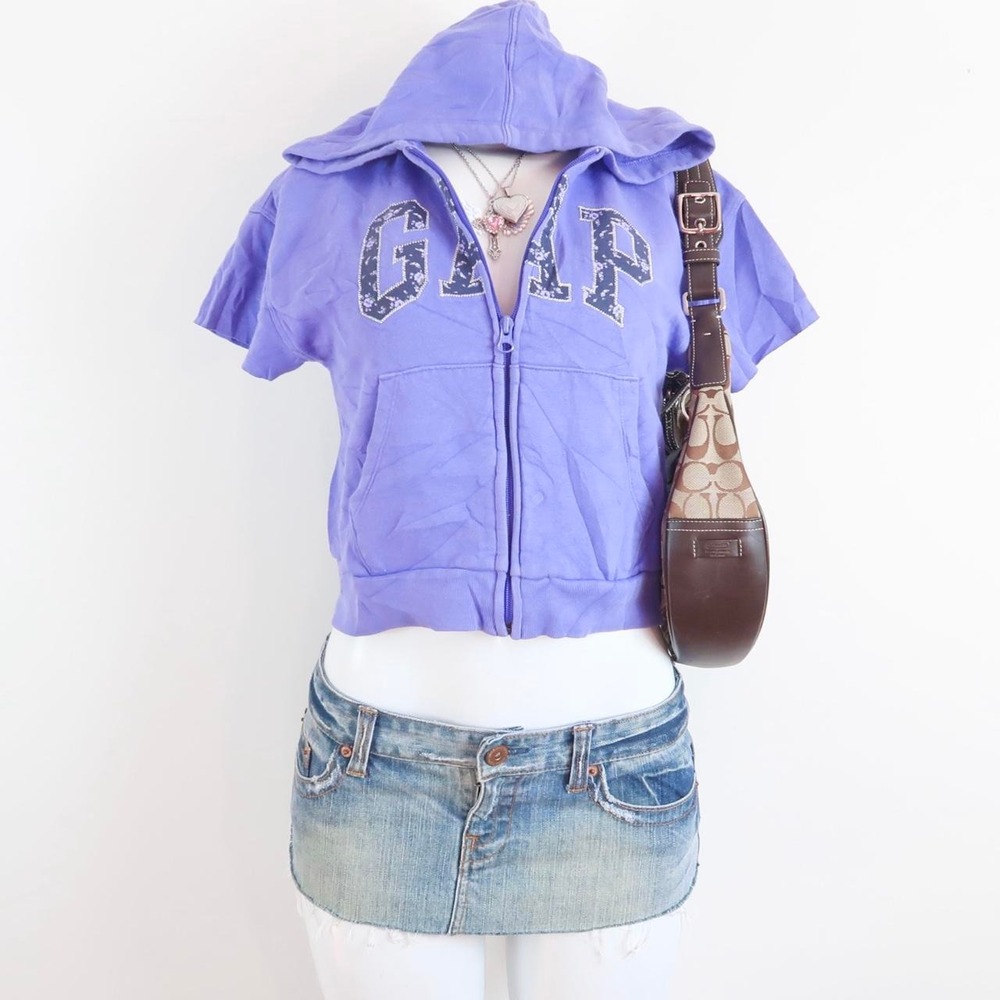 GAP purple cropped hoodie | y2k 2000s rhinestone